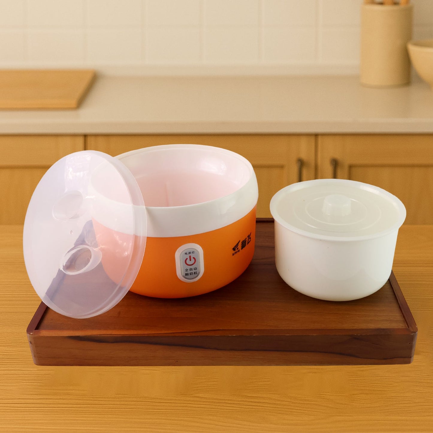 Detailed view of the 1 litre Automatic Yogurt Maker's dimensions for easy kitchen placement.