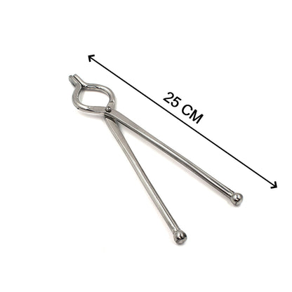 Detailed view of the 8mm thick Ganesh kitchen tongs, emphasizing durability and rust-free finish.