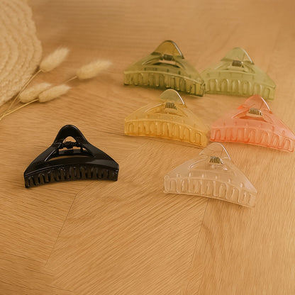 Triangle Shape Mix Color Plastic Hair Claw Clip – 1 Pc Durable Grip for Women and Girls