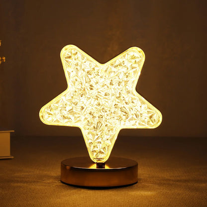 Star Crystal Diamond Touch Lamp – USB Rechargeable, 3-Way Dimmable