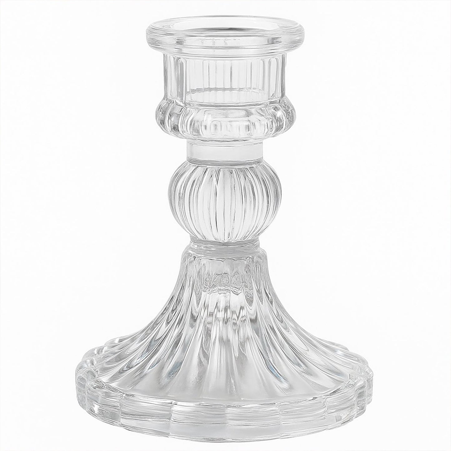 Transparent glass candle holder enhancing home decor ambiance