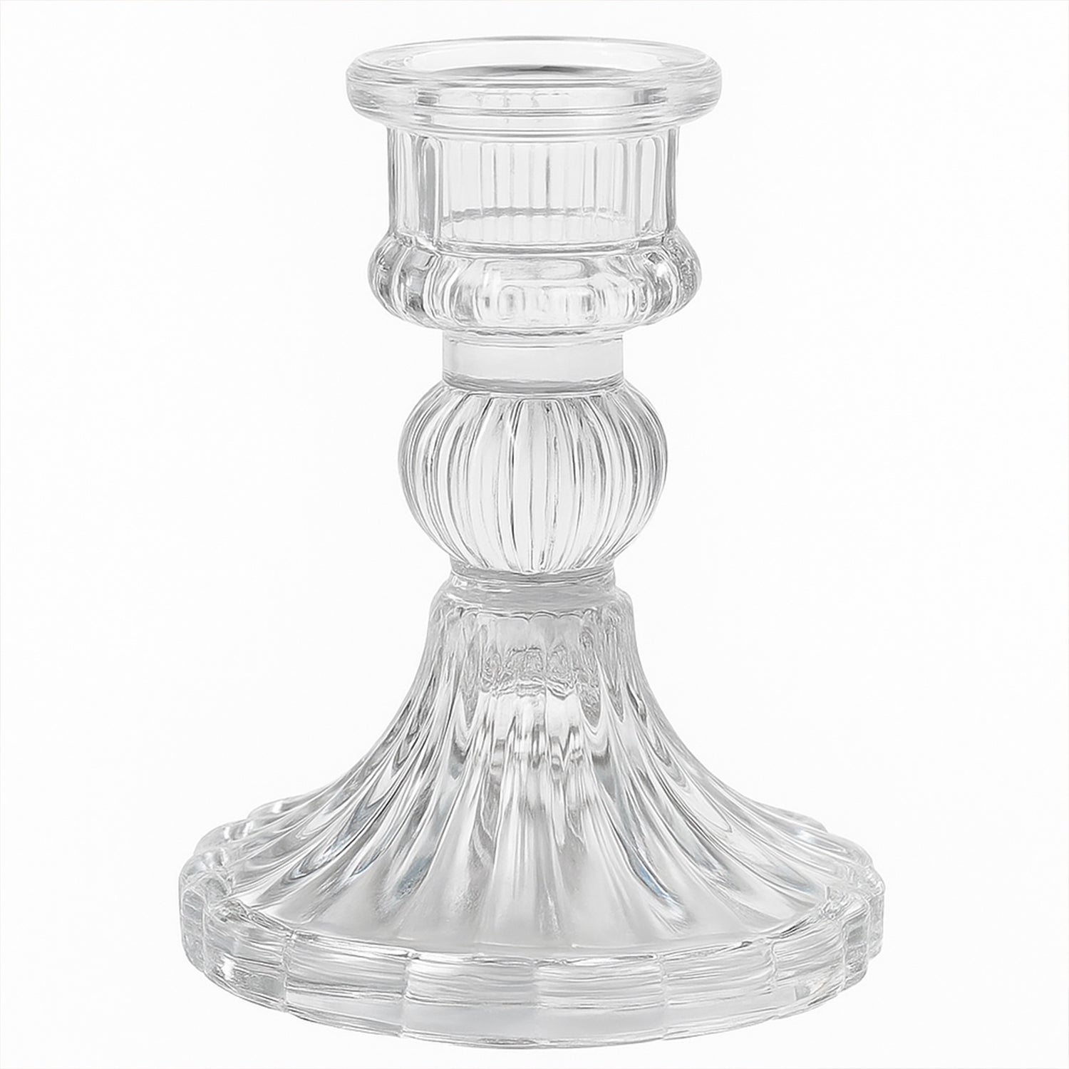 Transparent glass candle holder enhancing home decor ambiance