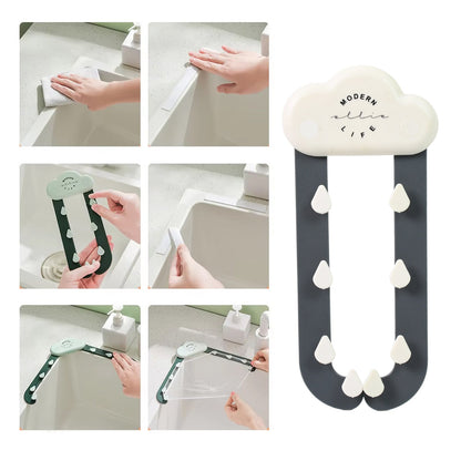 Easy-to-install kitchen sink strainer rack neatly fitted in a corner.