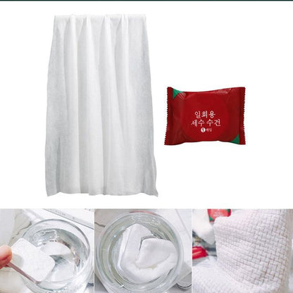 Compressed Towels Portable Disposable Compressed Cotton Coin Tissue Towel for Travel, Camping, Hiking, Sport, Beauty Salon, Home Hand Wipes (30x25 Cm)