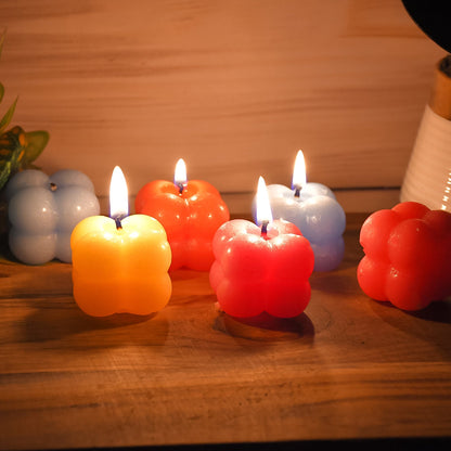 Hand-poured wax bubble cube candles designed as unique home decor accents