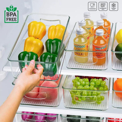 Durable BPA-free plastic construction of the Organivo clear fridge bin.