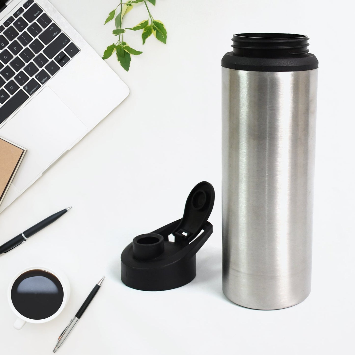 The fridge-friendly steel water bottle fitting perfectly into a refrigerator door compartment.