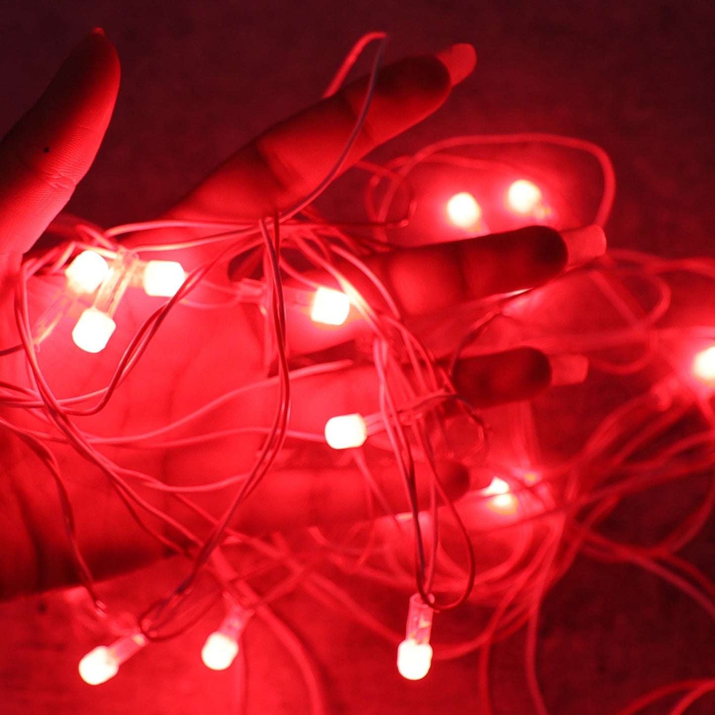 Luxury set of red LED fairy decorative string lights glowing gracefully