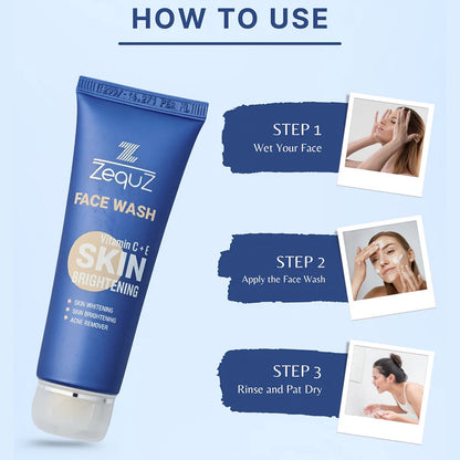 Brightening face wash tube and bubble foam illustrating fresh skin cleanse