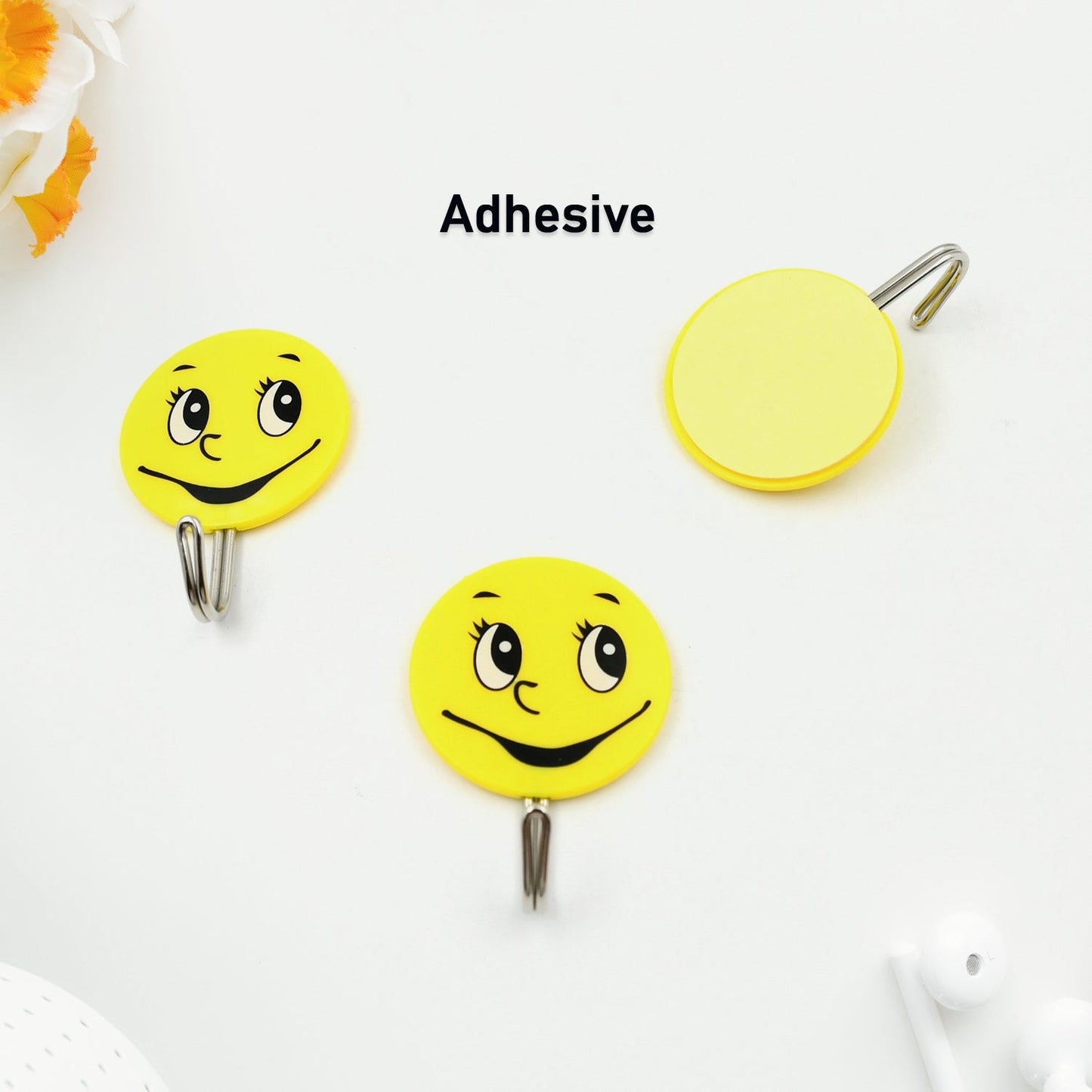 3Pcs Self Adhesive Multipurpose Smiley Hooks For home Use