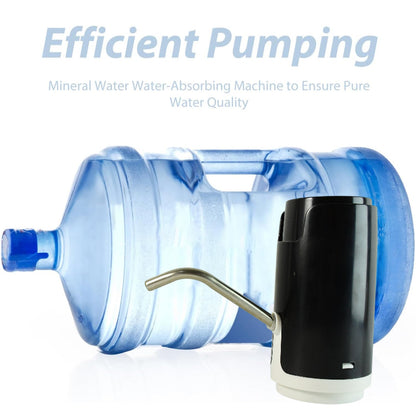 Close-up of water dispenser pump's stainless metal spout and one-touch button
