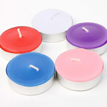 Brightly lit decorative candles creating a warm and inviting glow.