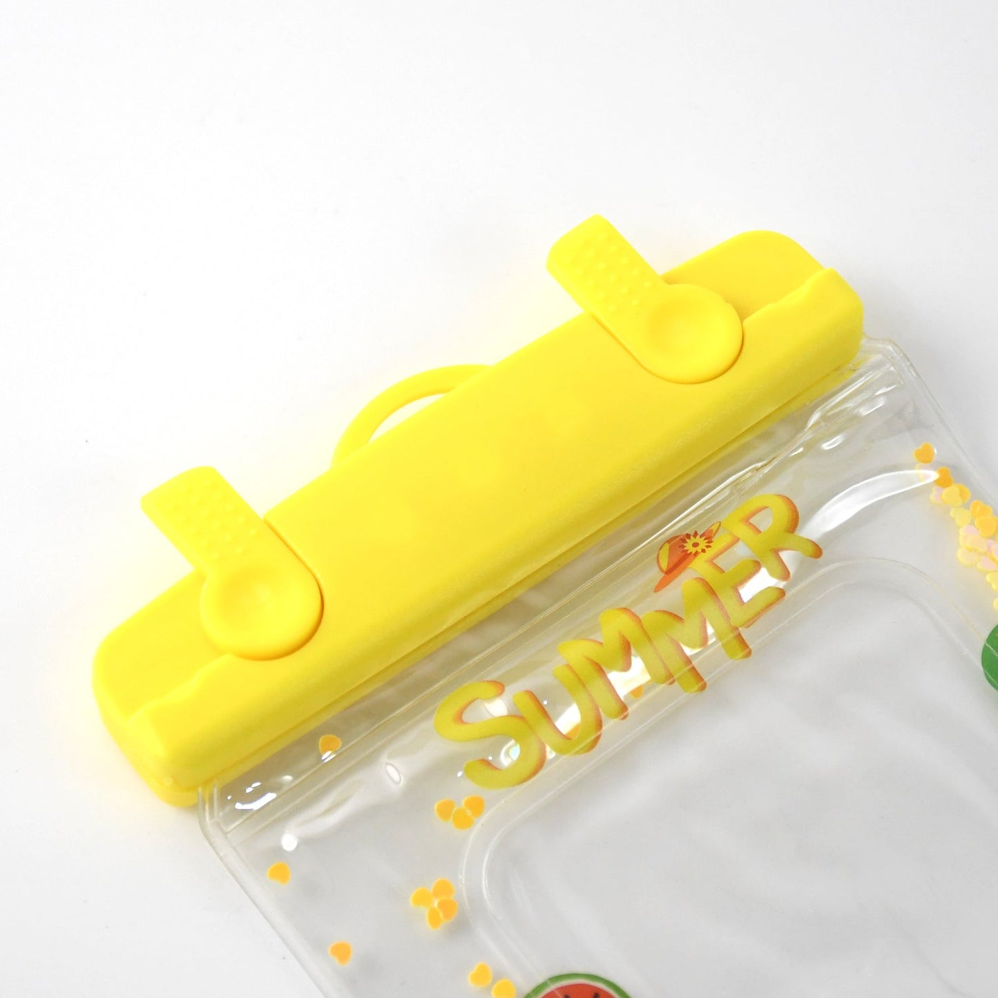 Waterproof phone pouch shown with its convenient detachable lanyard.
