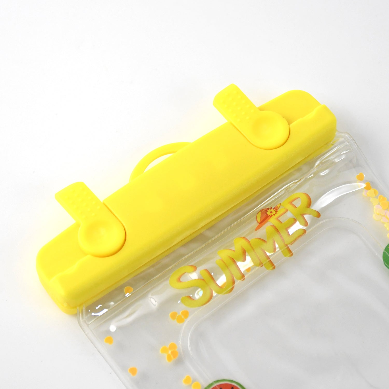 Waterproof phone pouch shown with its convenient detachable lanyard.