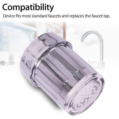 LED faucet light emitting rainbow colored glow enhancing sink usage