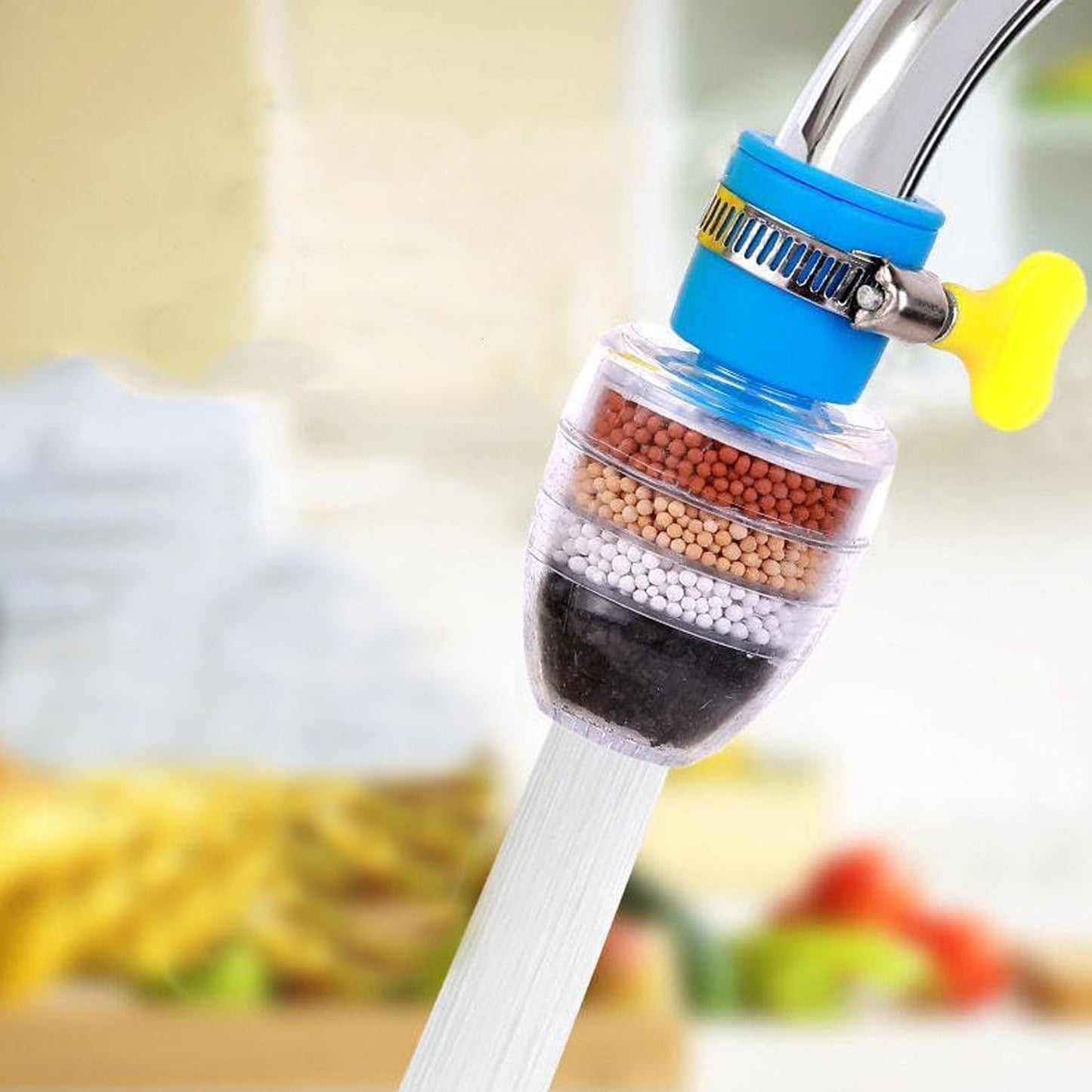 Water Faucet, Clean Purifier Filter Cartridge Water Tap, Upgrade Universal Interface Faucet Filter (Six Layer Purifier)