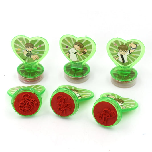 Set of six colorful heart-shaped kids reward stamps for motivation.
