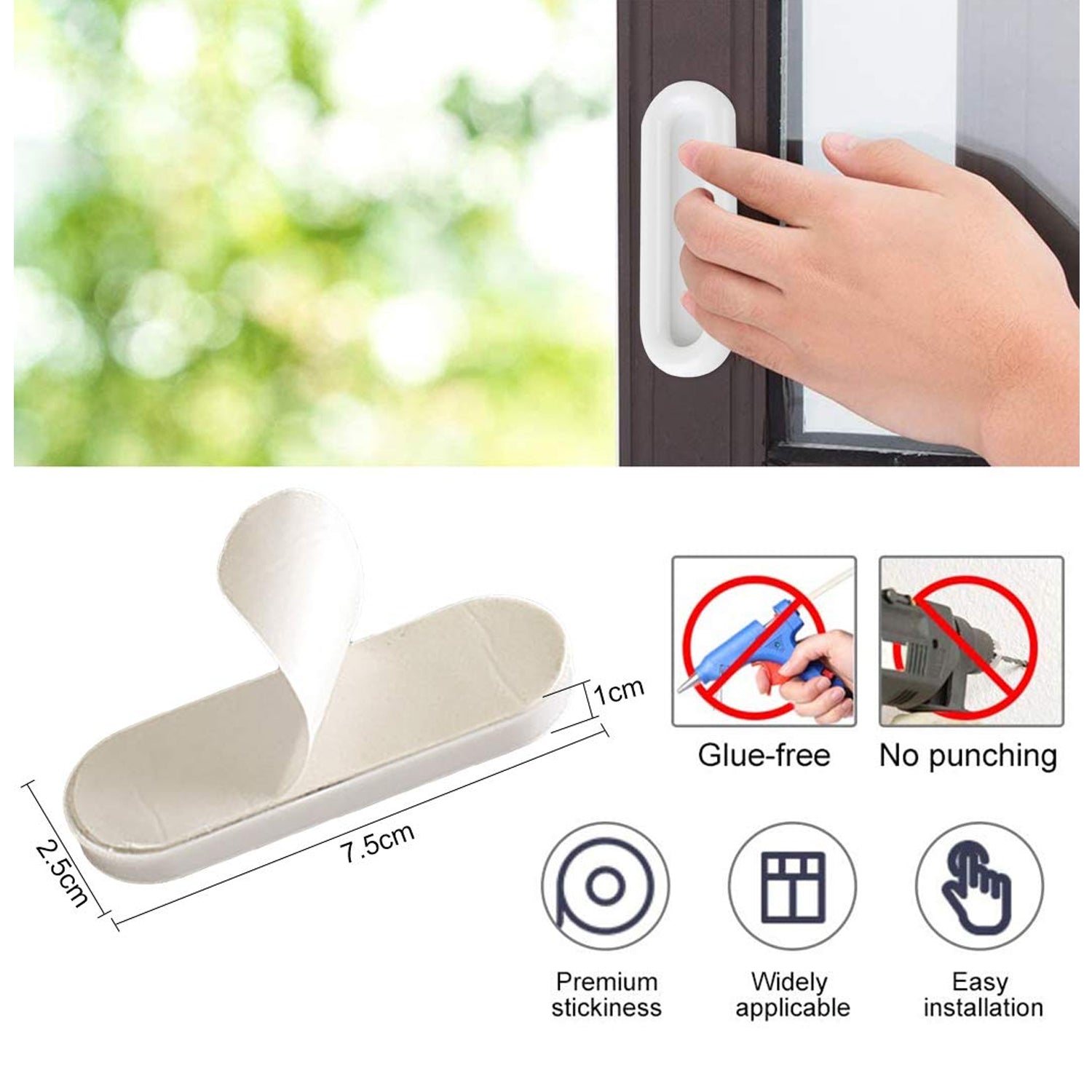 Multiple self stick push pull helper handles mounted on wardrobe sliding doors