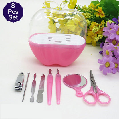 Stylish apple design case holding a complete portable nail care kit.