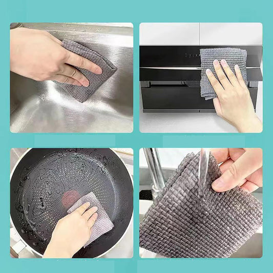 Durable Microfiber Kitchen Scrub Cloth – Wear-Resistant & Multipurpose Cleaning Cloth (20×22cm, 1 Pc)