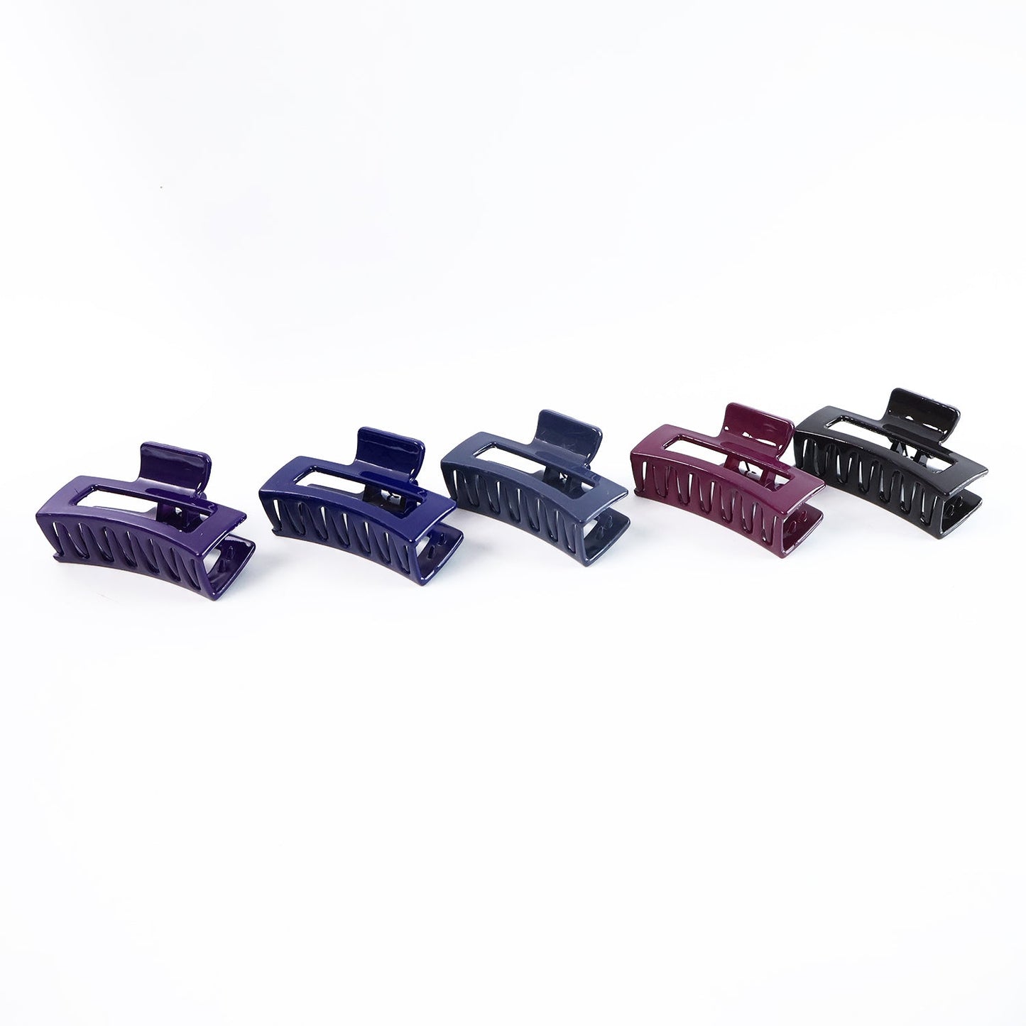 Matte Finish Rectangle Hair Claw Clip for Women and Girls – Assorted Color Pack – 12 Pc