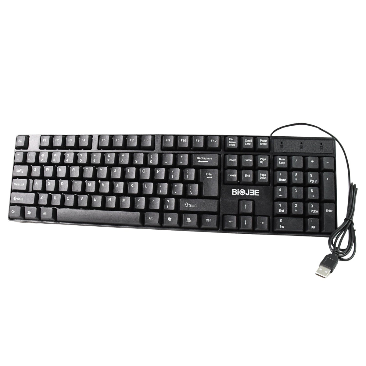 Person typing comfortably on the Wired USB Keyboard at a home office desk setup.