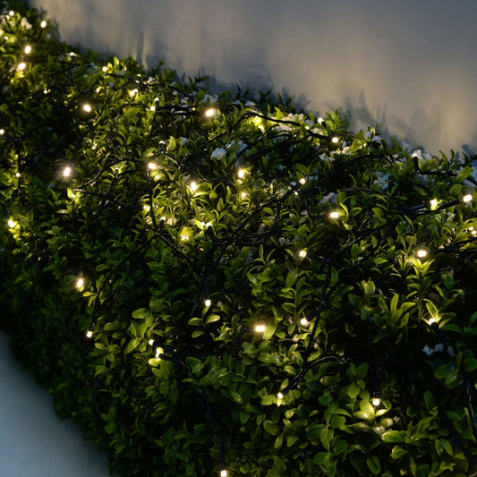 Close-up of vibrant multi-color flower LED string lights.