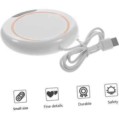 Side view of the slim USB mug warmer, showing its low profile design.