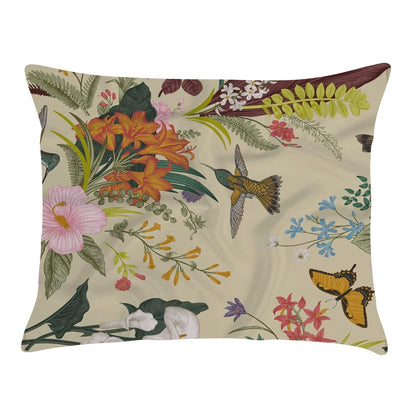 Textured decorative pillow covers in warm tones on a sofa.
