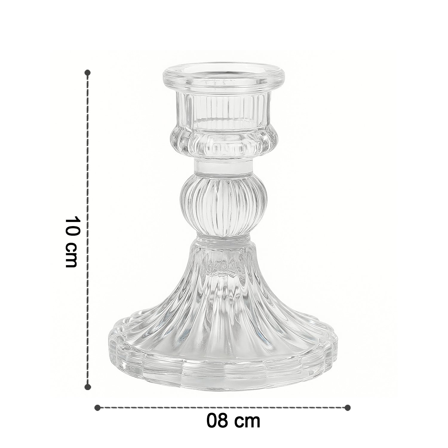 Pillar candle holder stand made of transparent crystal glass