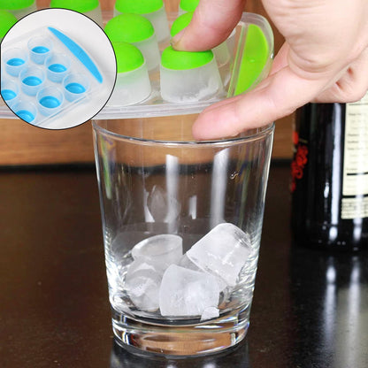 Smart Push  Out Round  Shape Mini Ice Cube Trays with Flexible Silicone Bottom | Round Shape Silicone Chocolate Mold Maker Ice Cube Tray Freeze Mold