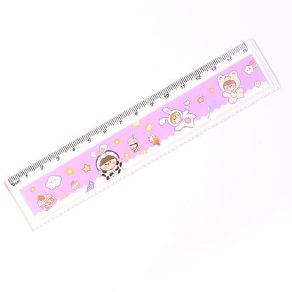 Colorful cartoon printed plastic ruler designed for kids’ stationery