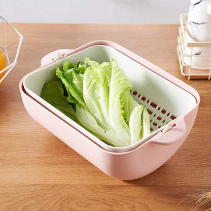 Front view of a rotatable strainer basket, perfect for quick rinsing.