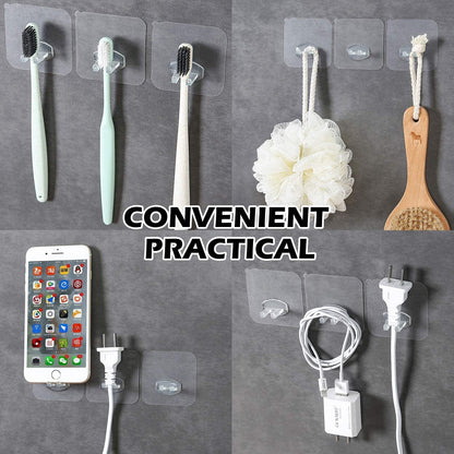 Transparent Self-Adhesive Wall Hook – Drill-Free, Waterproof & Oil-Proof for Toothbrush, Socket (1 Pc)