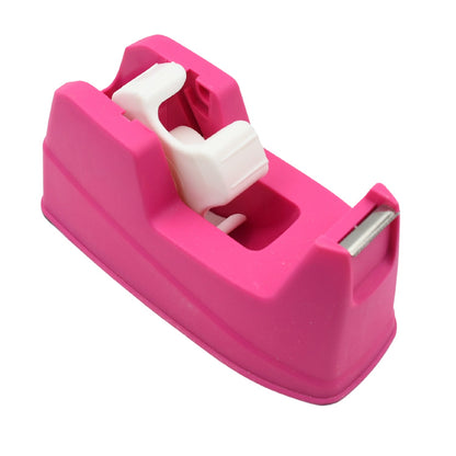 Rear view of the durable plastic tape dispenser, highlighting its robust design.