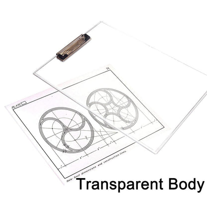 Portable transparent exam pad with ruler, perfect for on-the-go study.