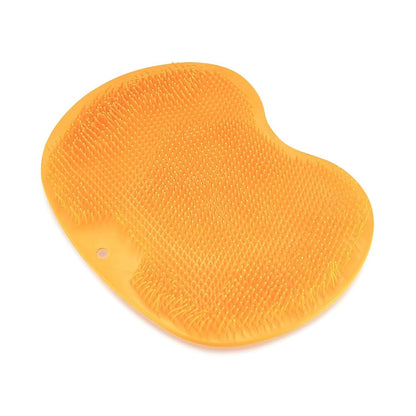 Foot cleaning silicone mat with bristles and strong suction cup for safe shower use