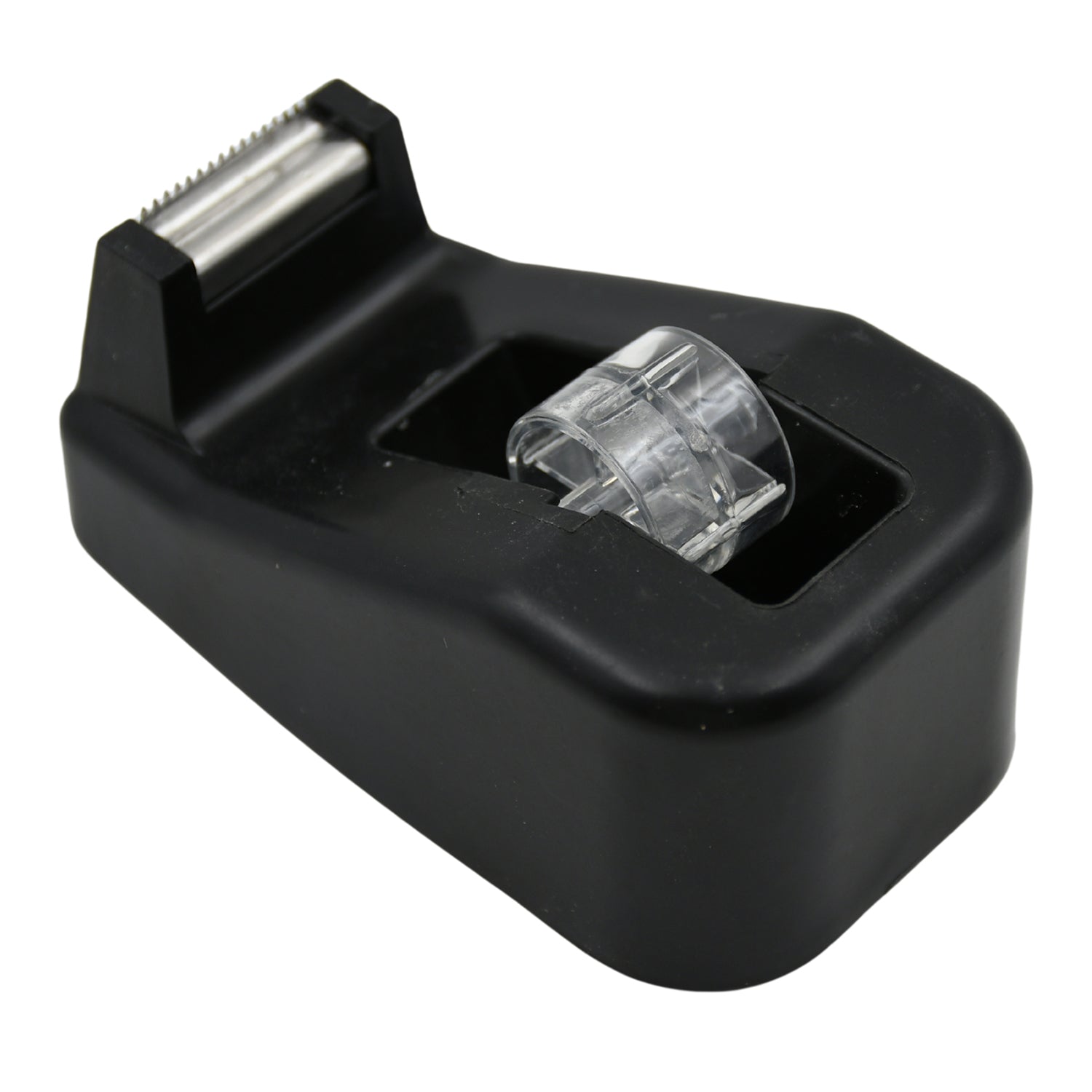 VoltDesk tape dispenser showcasing its design with an installed roll of brown packaging tape.