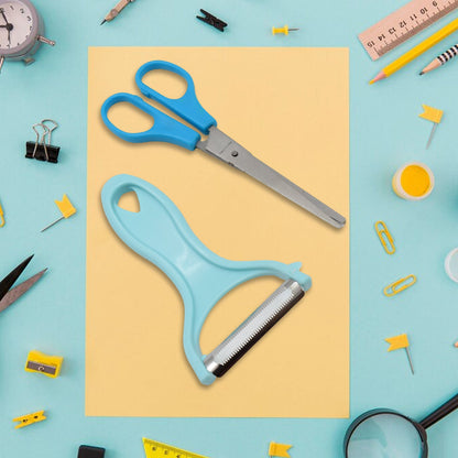 Multipurpose kitchen scissor demonstrating its various functions like bottle opener.