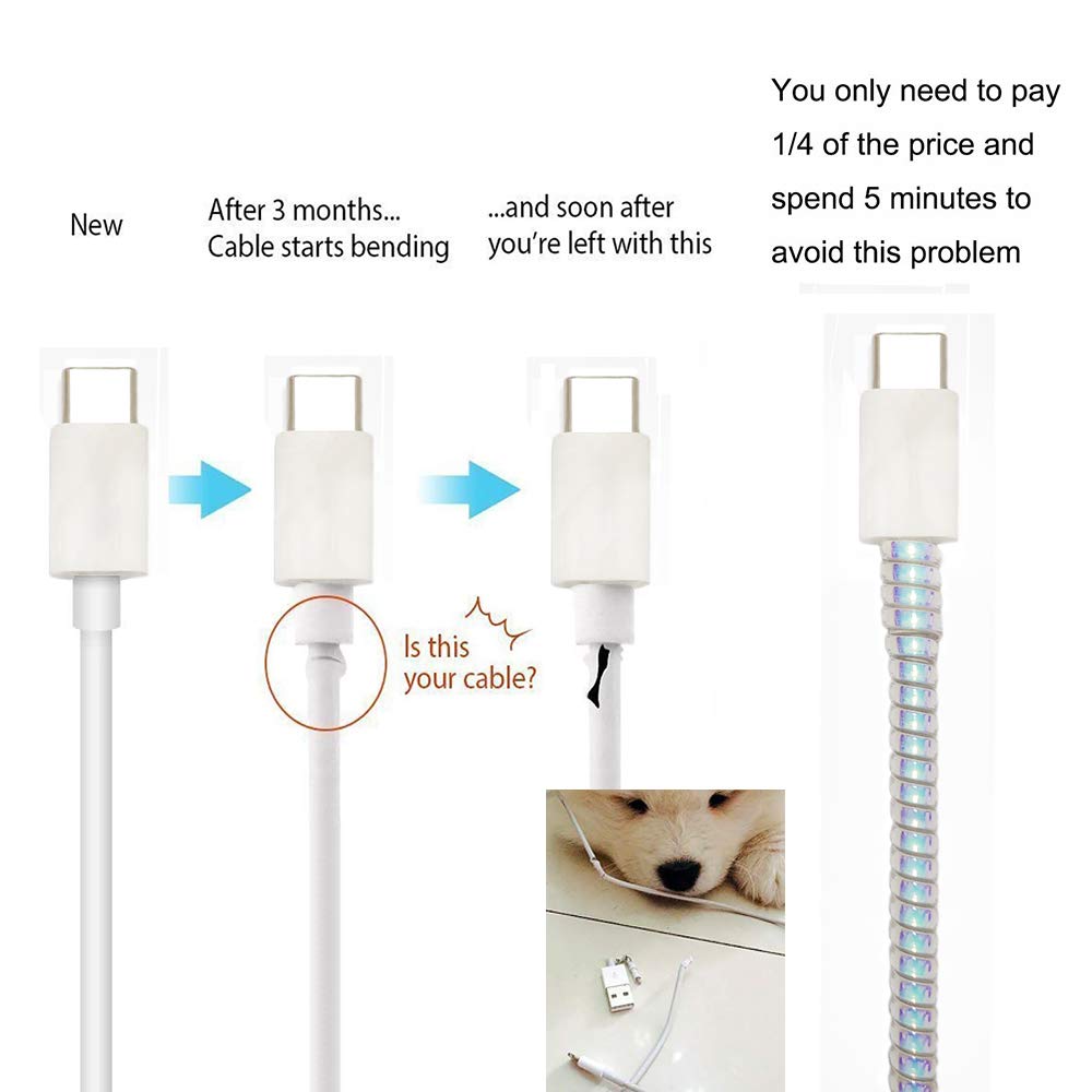 Metallic Cable Protector for Cords & Headphones (Spiral Wrap)