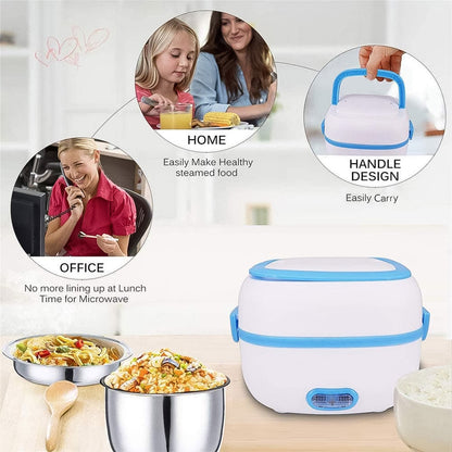Compact Electric Lunch Box with its power cable, ready for heating meals on the go.