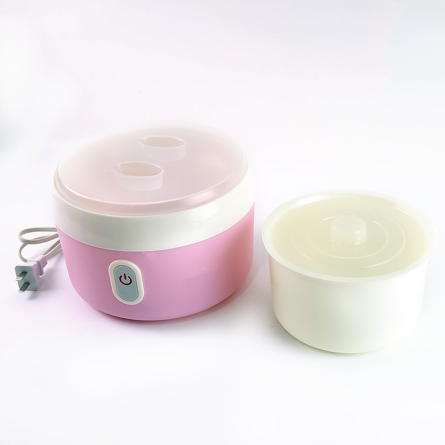 Detailed view of the simple controls and design of the electric dahi maker.