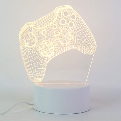 3D LED night lamp showing glowing 3D wireframe gaming controller design
