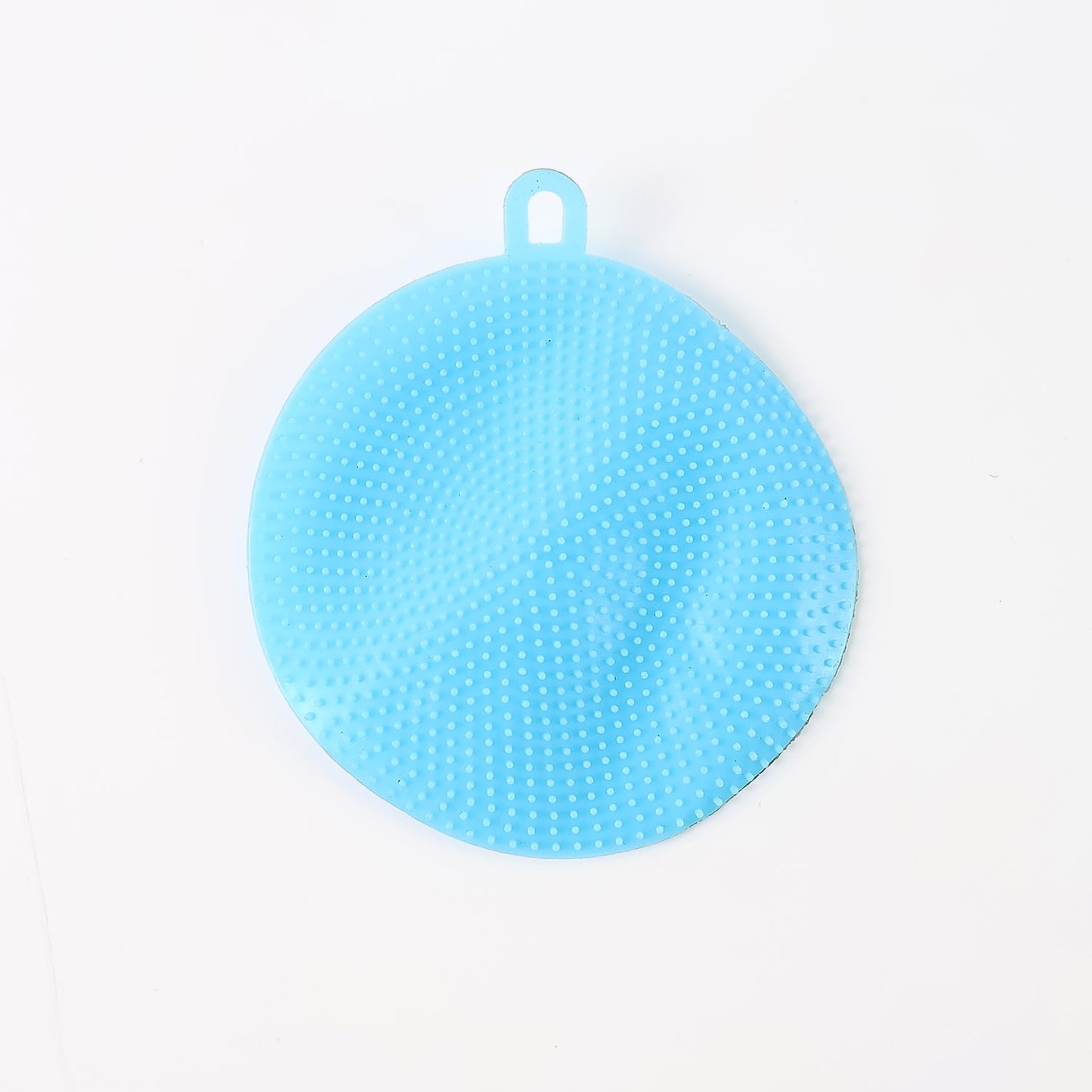 Reusable silicone dish scrubber in sky blue for kitchen use