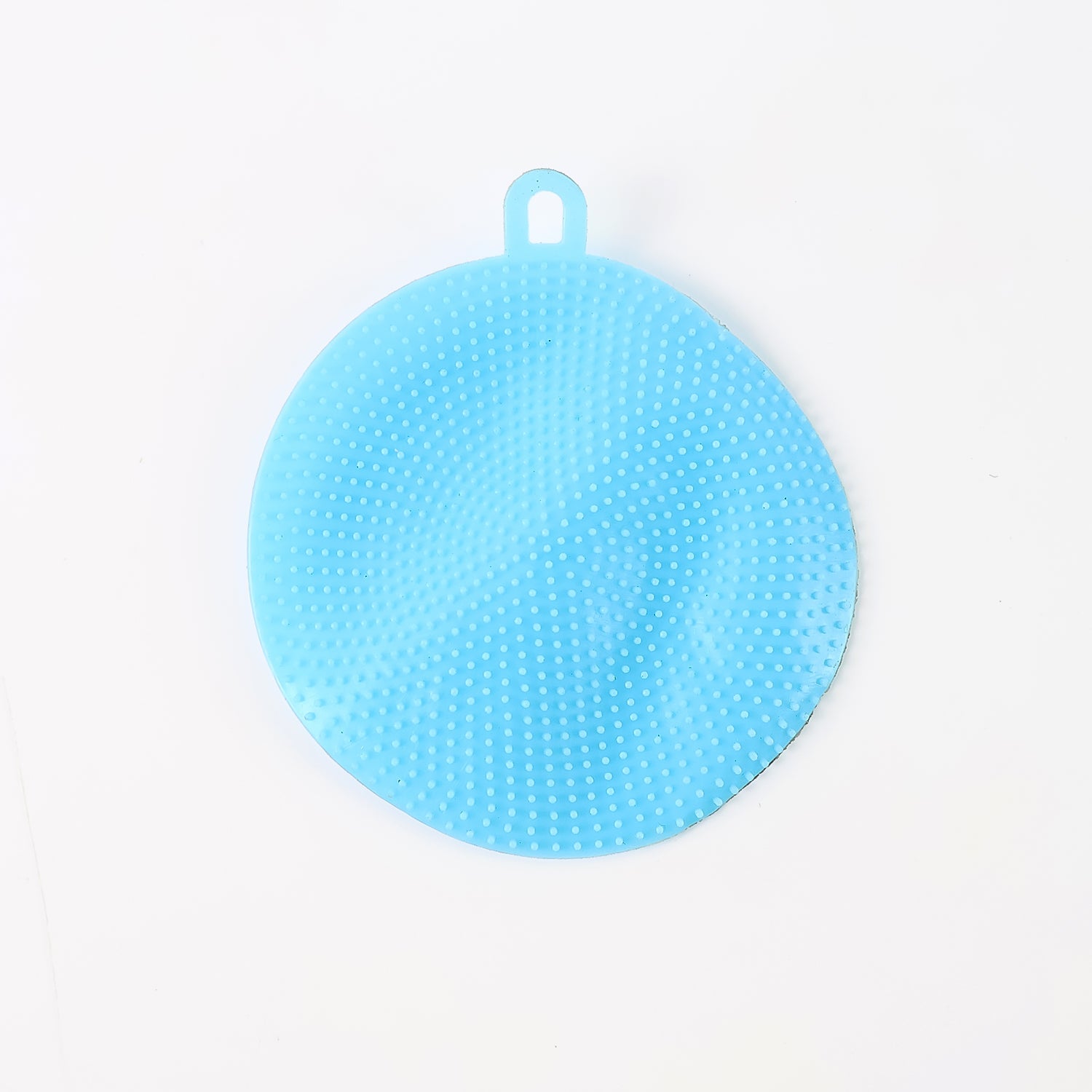 Reusable silicone dish scrubber in sky blue for kitchen use