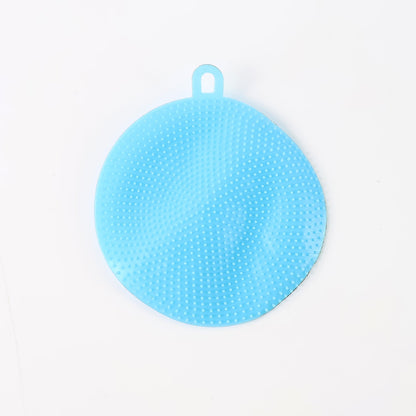 Reusable silicone dish scrubber in sky blue for kitchen use