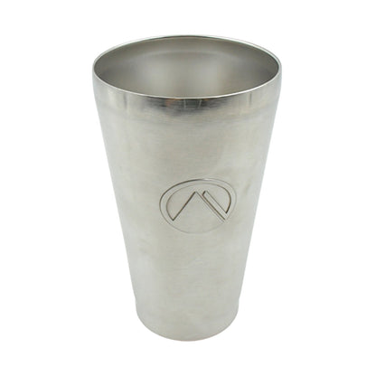 The stainless steel travel mug showcased with its secure, spill-proof lid.