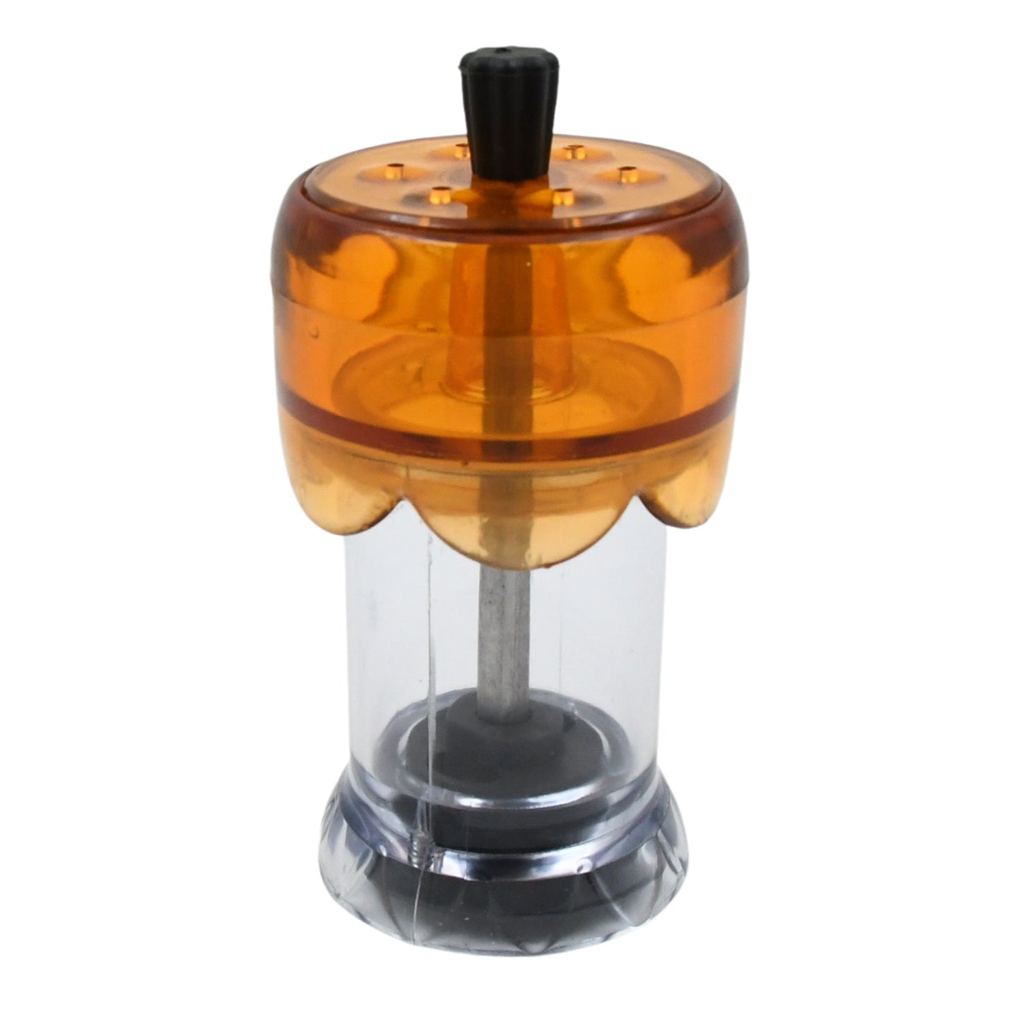 Set of transparent salt and pepper grinders displayed in a modern kitchen.