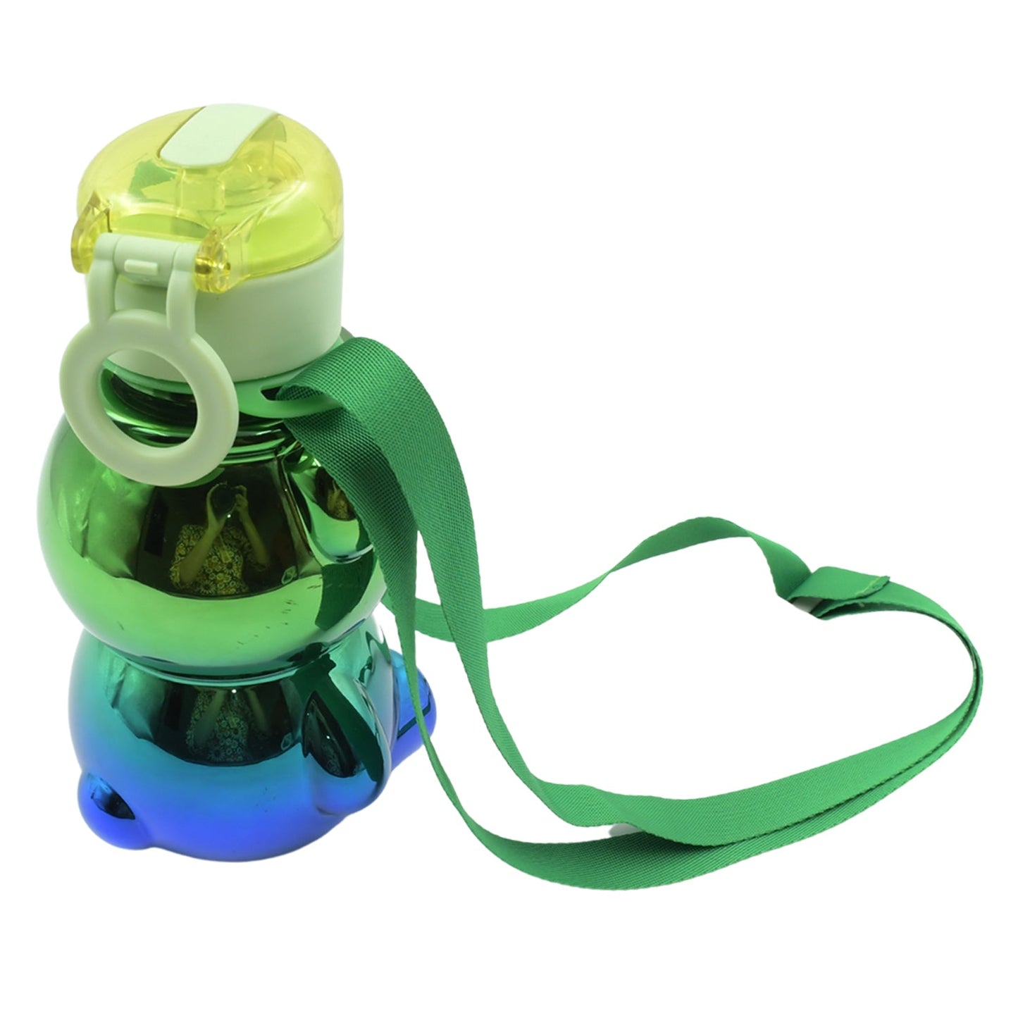 Cute Plastic Water Bottle with Strap & Stickers | Kids School Water Bottle with Straw (1 Pc)