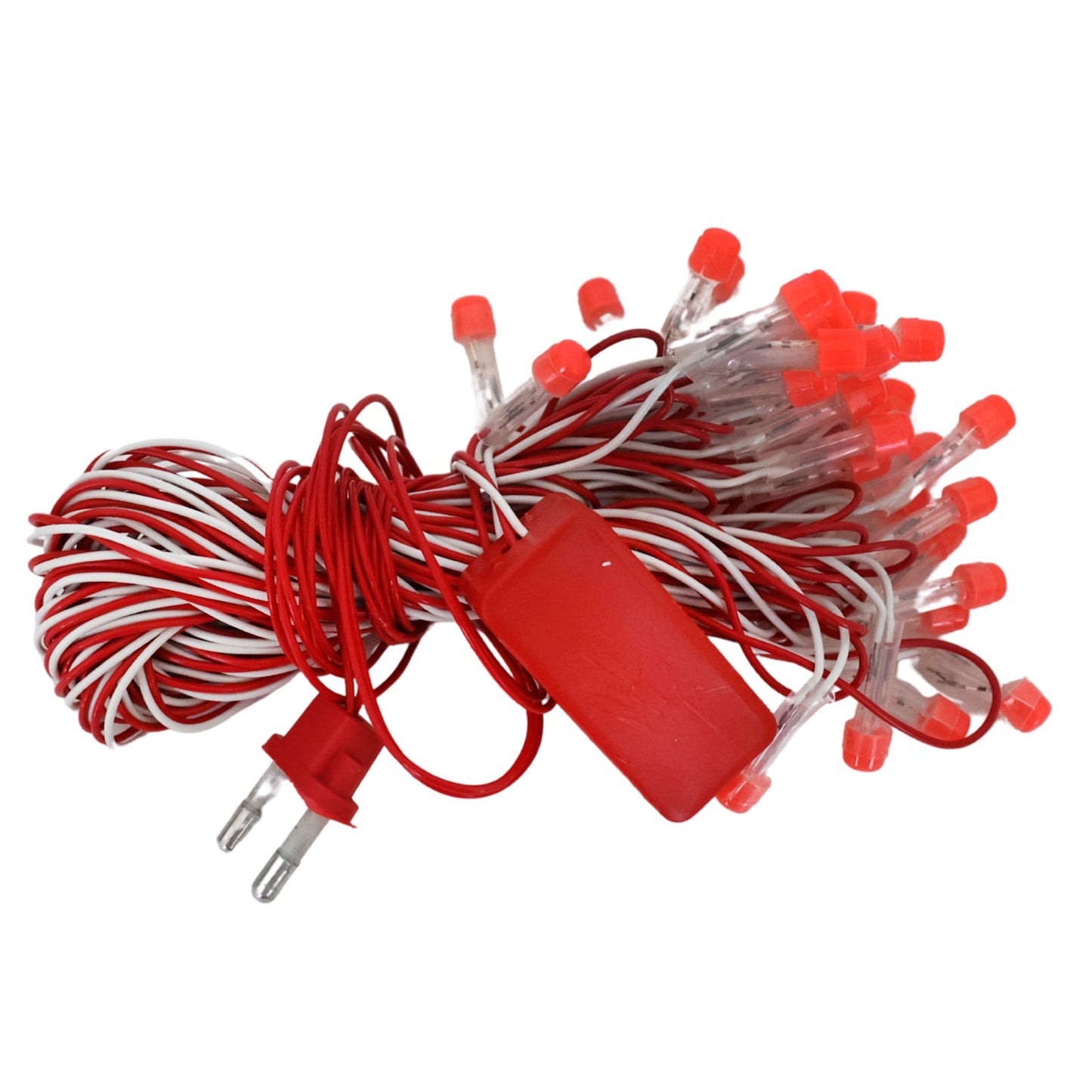 Garden illuminated with red LED decorative string fairy lights